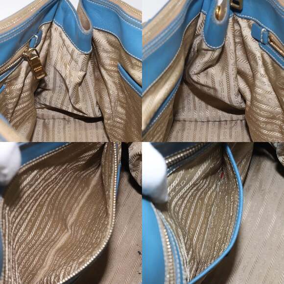 PRADA Hand Bag Canvas Beige Gold - Picture 12 of 13